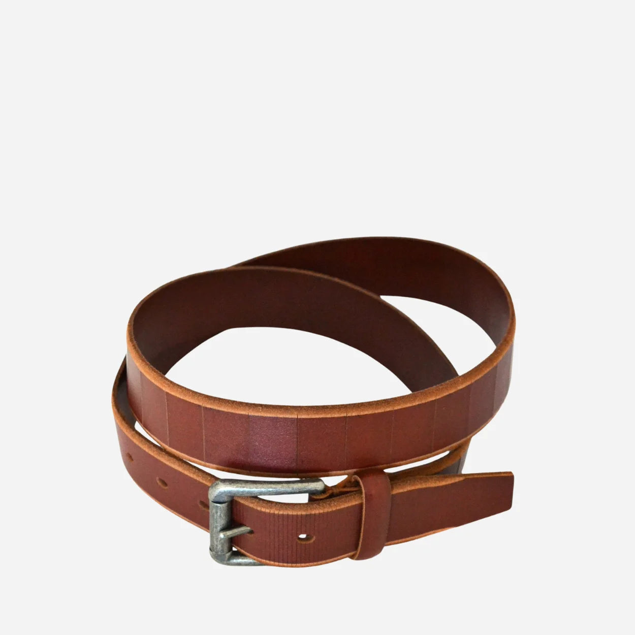 AARON - Mens Tan Genuine Leather Belt with Antique Silver Buckle - BeltNBags