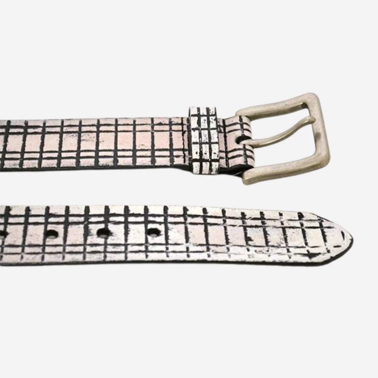 ANGUS - Mens Black and White Leather Belt - CLEARANCE - BeltNBags