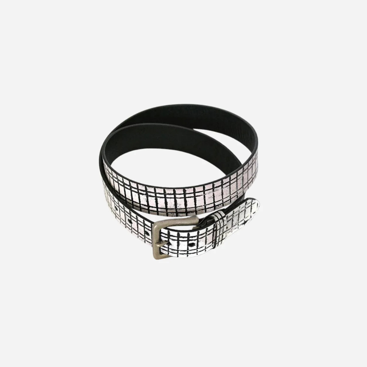 ANGUS - Mens Black and White Leather Belt - CLEARANCE - BeltNBags