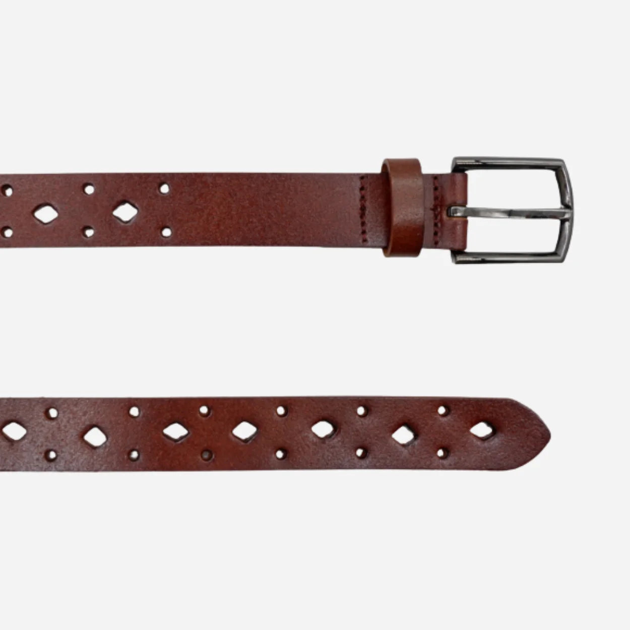 BARGARA - Women's Dark Brown Genuine Leather Belt with Gunmetal Buckle