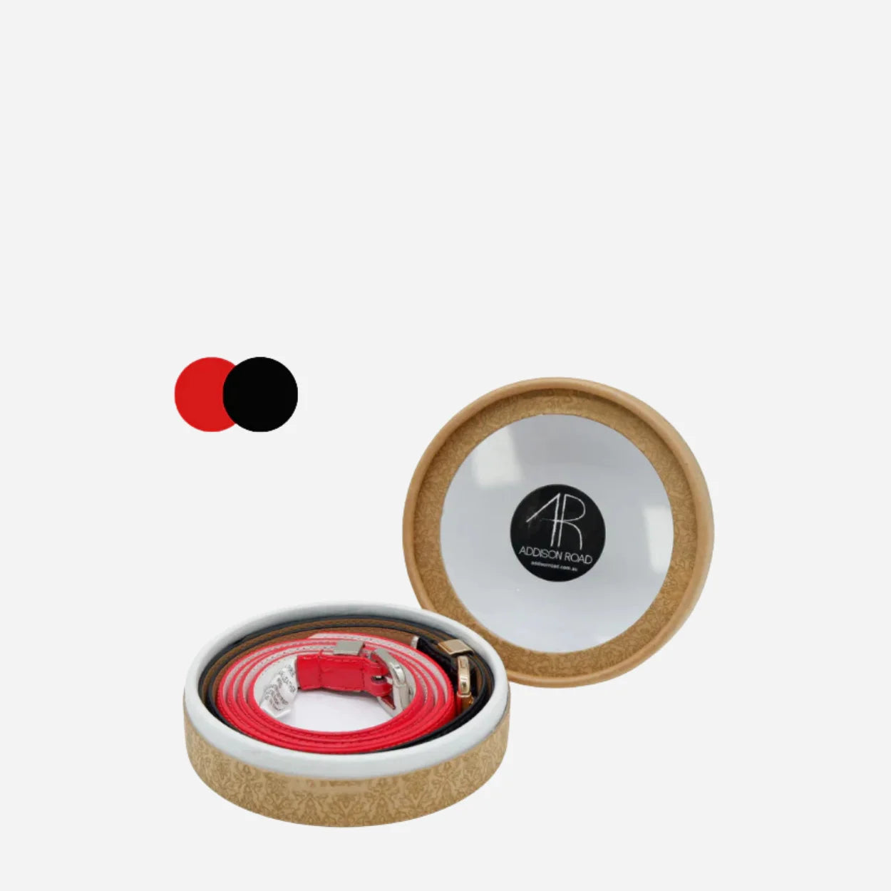 Gift Box 2 Belts | Women's Black & Red Skinny Leather Belt Gift Set