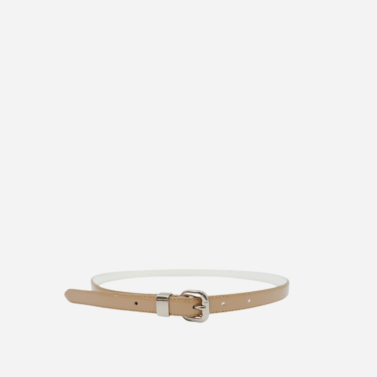 CARRIE - Womens Beige Leather Patent Belt - BeltNBags