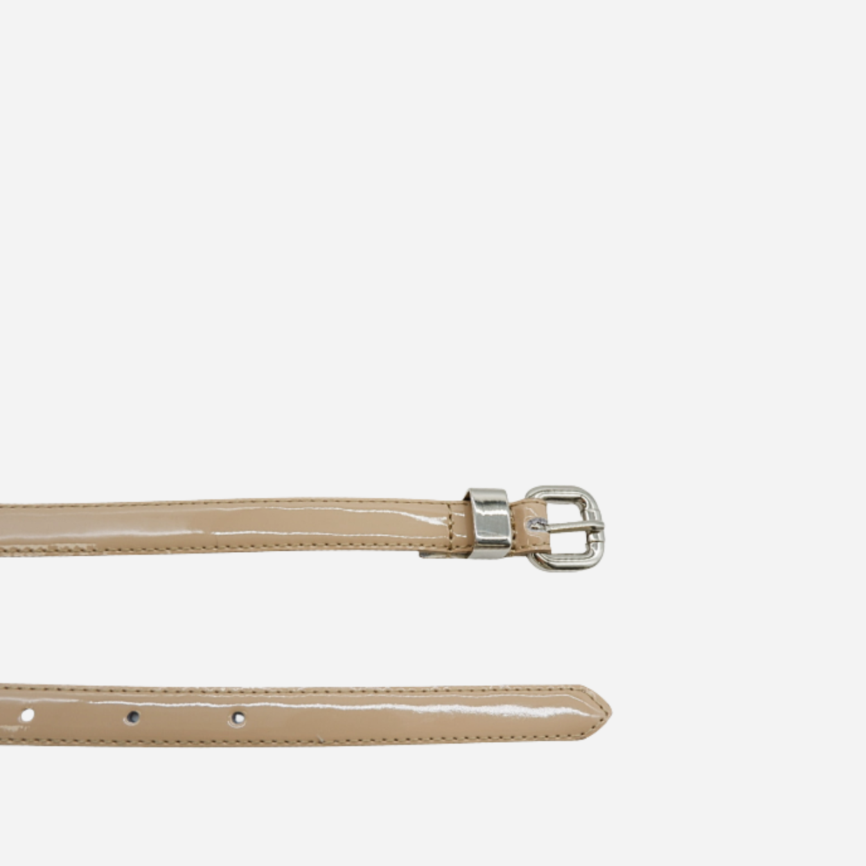 CARRIE - Womens Beige Leather Patent Belt - BeltNBags