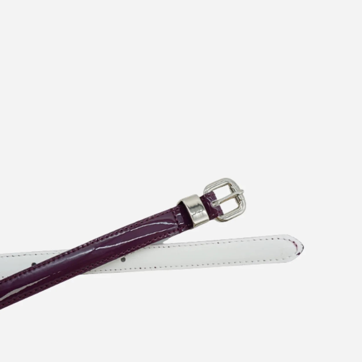 CARRIE -  Womens Purple Patent Skinny Leather Belt with Silver Buckle - BeltNBags