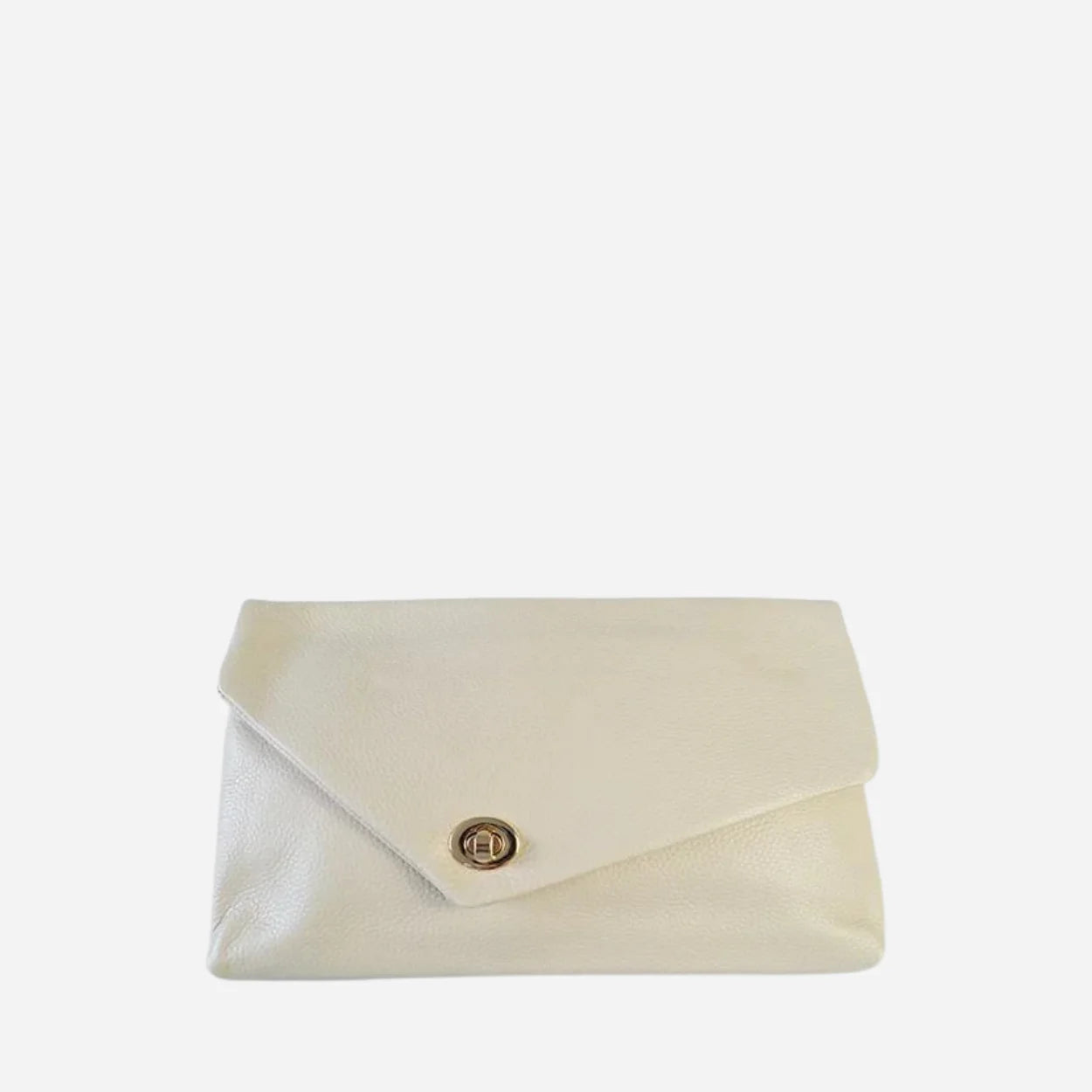 CENTENNIAL PARK - Cream Pebbled Leather Clutch - BeltNBags