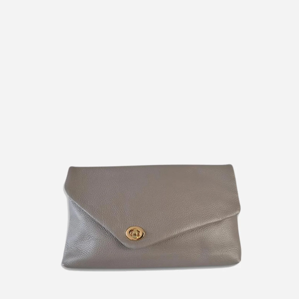 CENTENNIAL PARK - Womens Grey Pebbled Leather Clutch Bag - BeltNBags