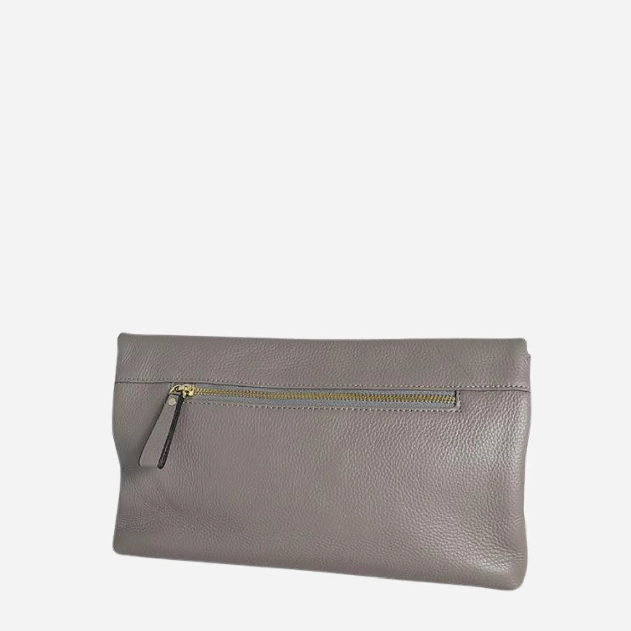 CENTENNIAL PARK - Womens Grey Pebbled Leather Clutch Bag - BeltNBags