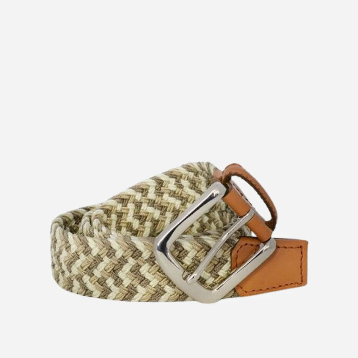 CHAYCE - Woven Light Beige Elastic Stretch Belt CLEARANCE - BeltNBags