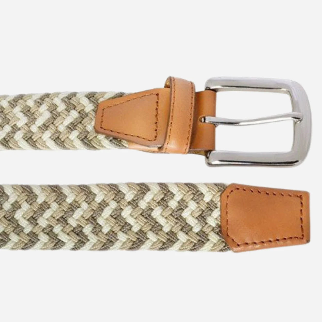 CHAYCE - Woven Light Beige Elastic Stretch Belt CLEARANCE - BeltNBags