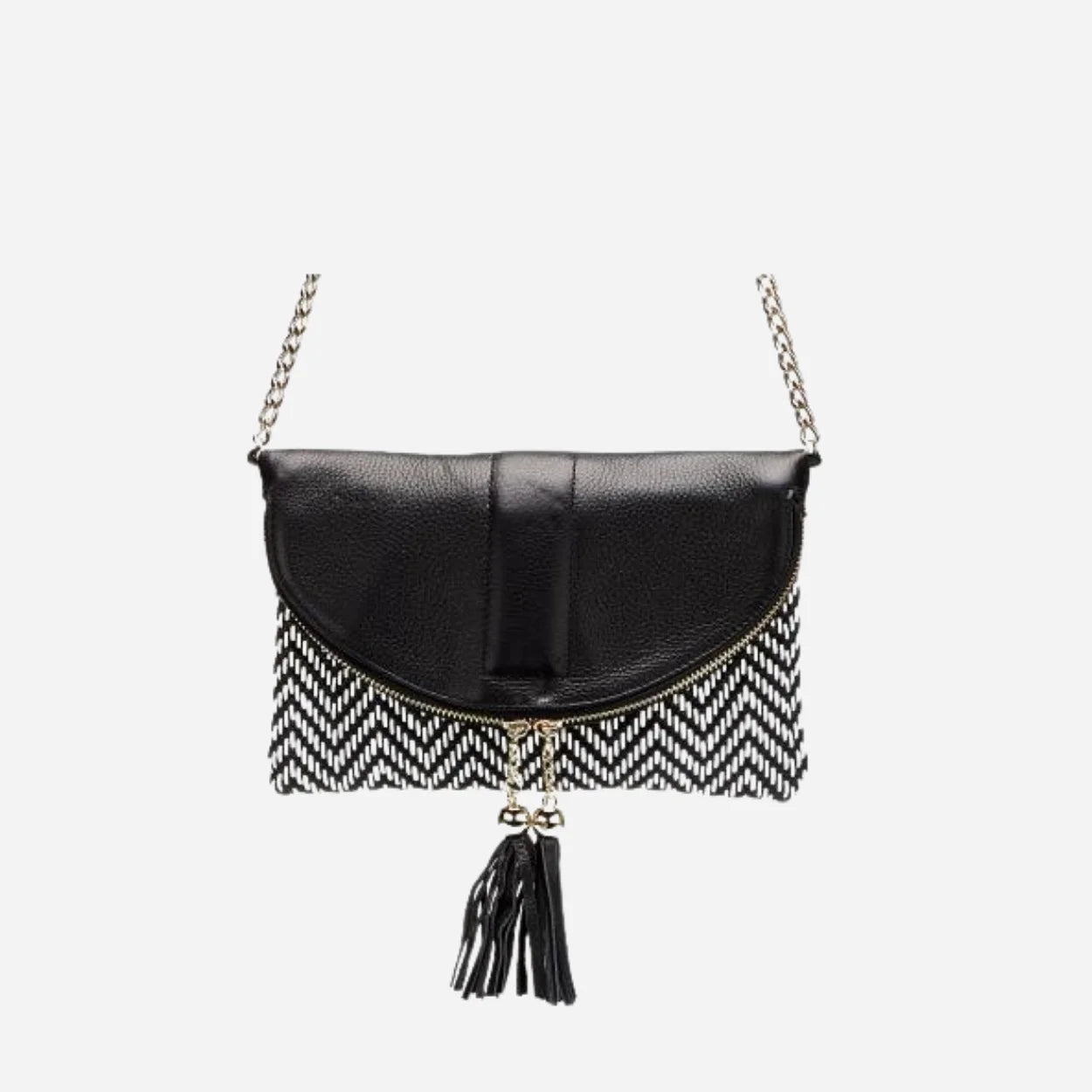 CHISWICK - Addison Road Black & White Weave Crossbody Bag