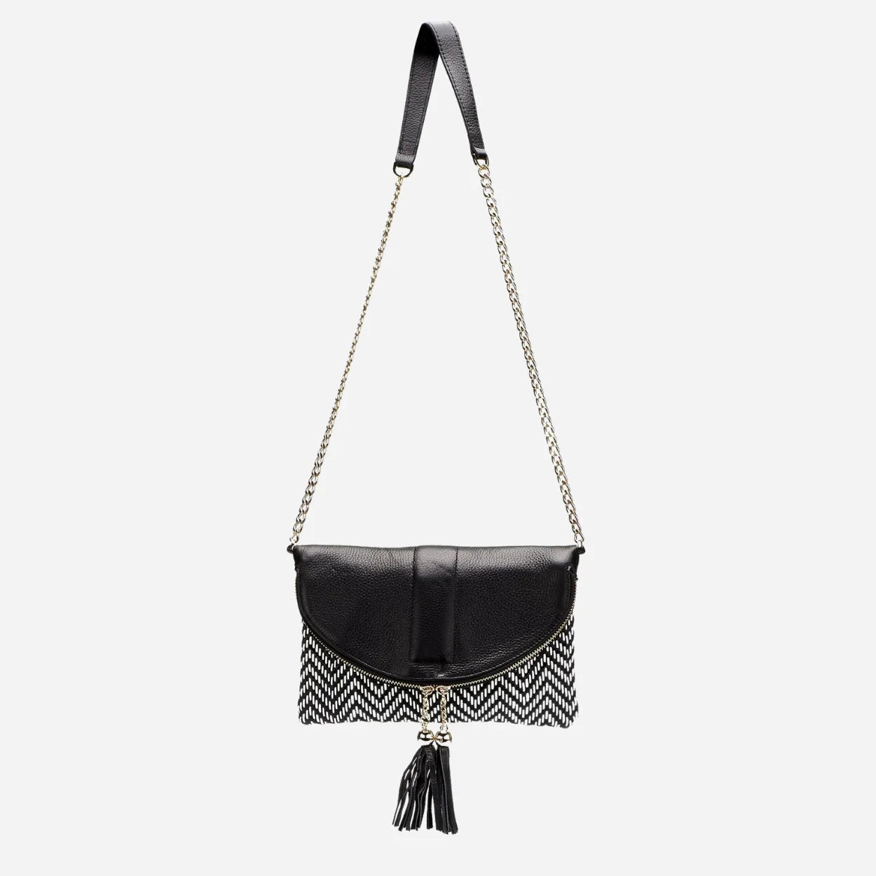 CHISWICK - Addison Road Black & White Weave Crossbody Bag