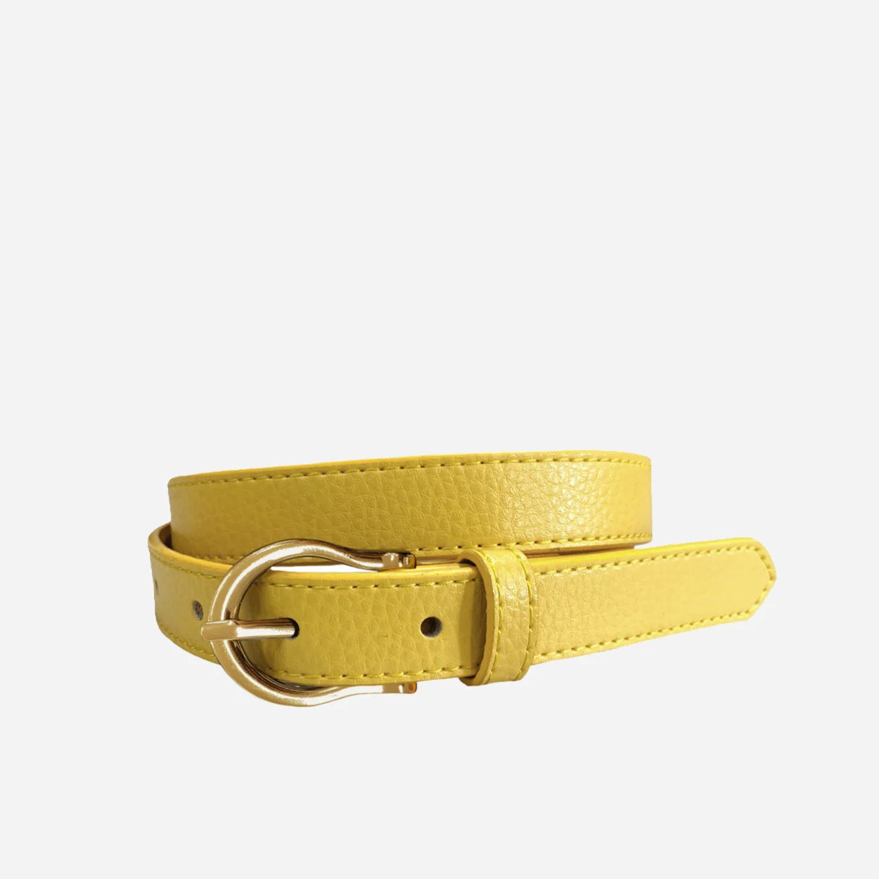 DAISY - Girls Yellow Genuine Leather Belt with Golden Buckle