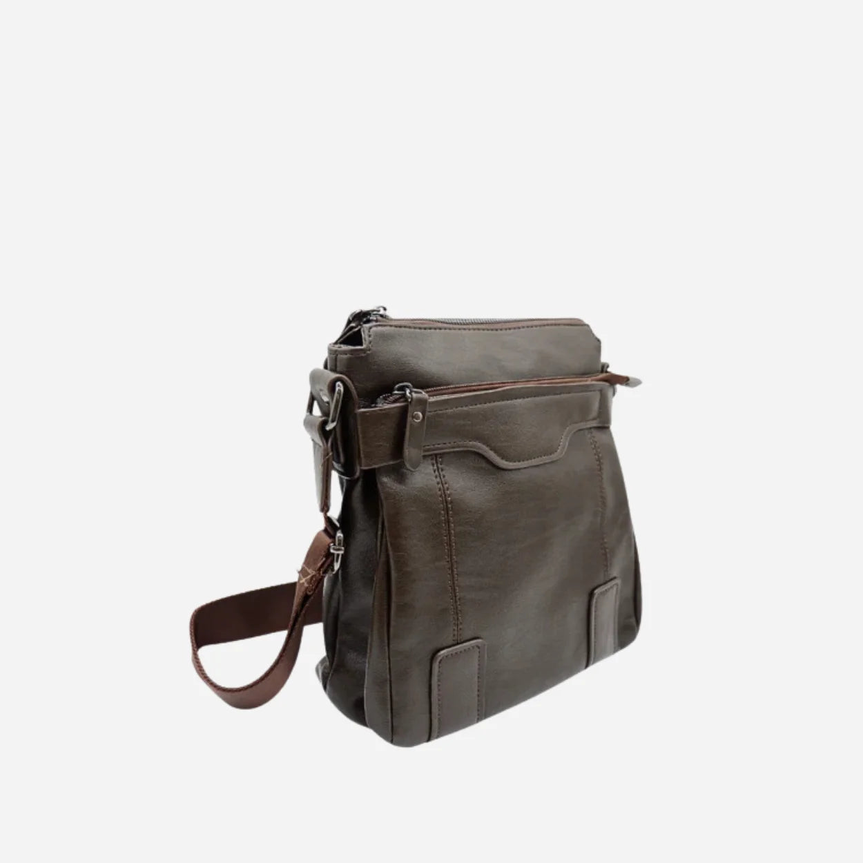 DARREN - Mens Dark Brown Leather Small Messenger Bag
