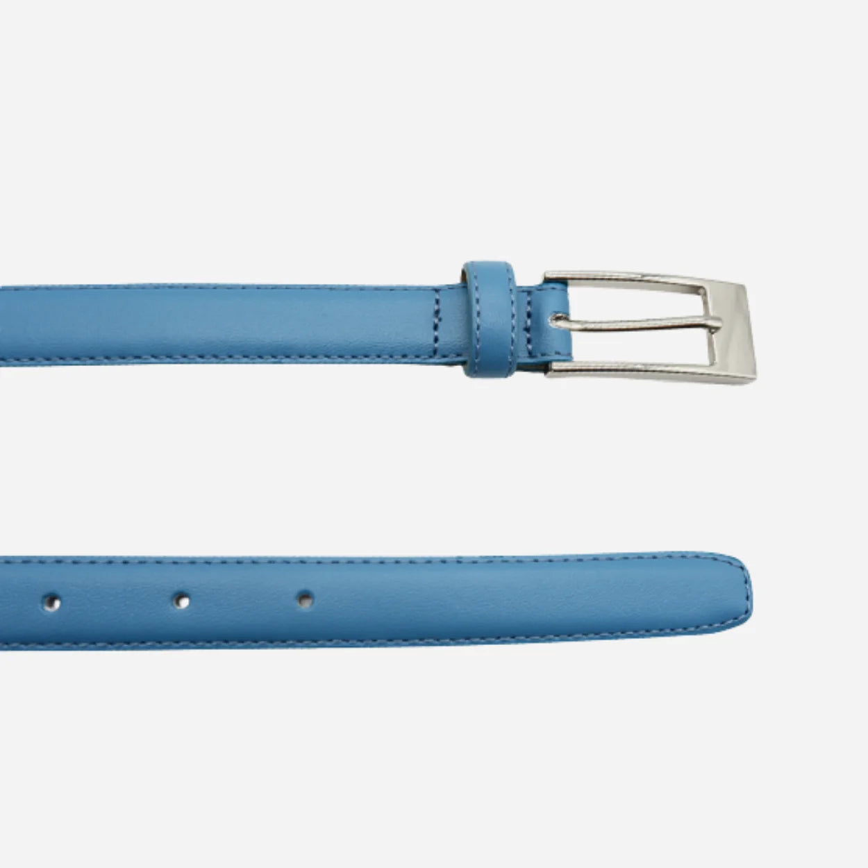 DEANEEN - Womens Azure Blue Genuine Leather Thin Belt
