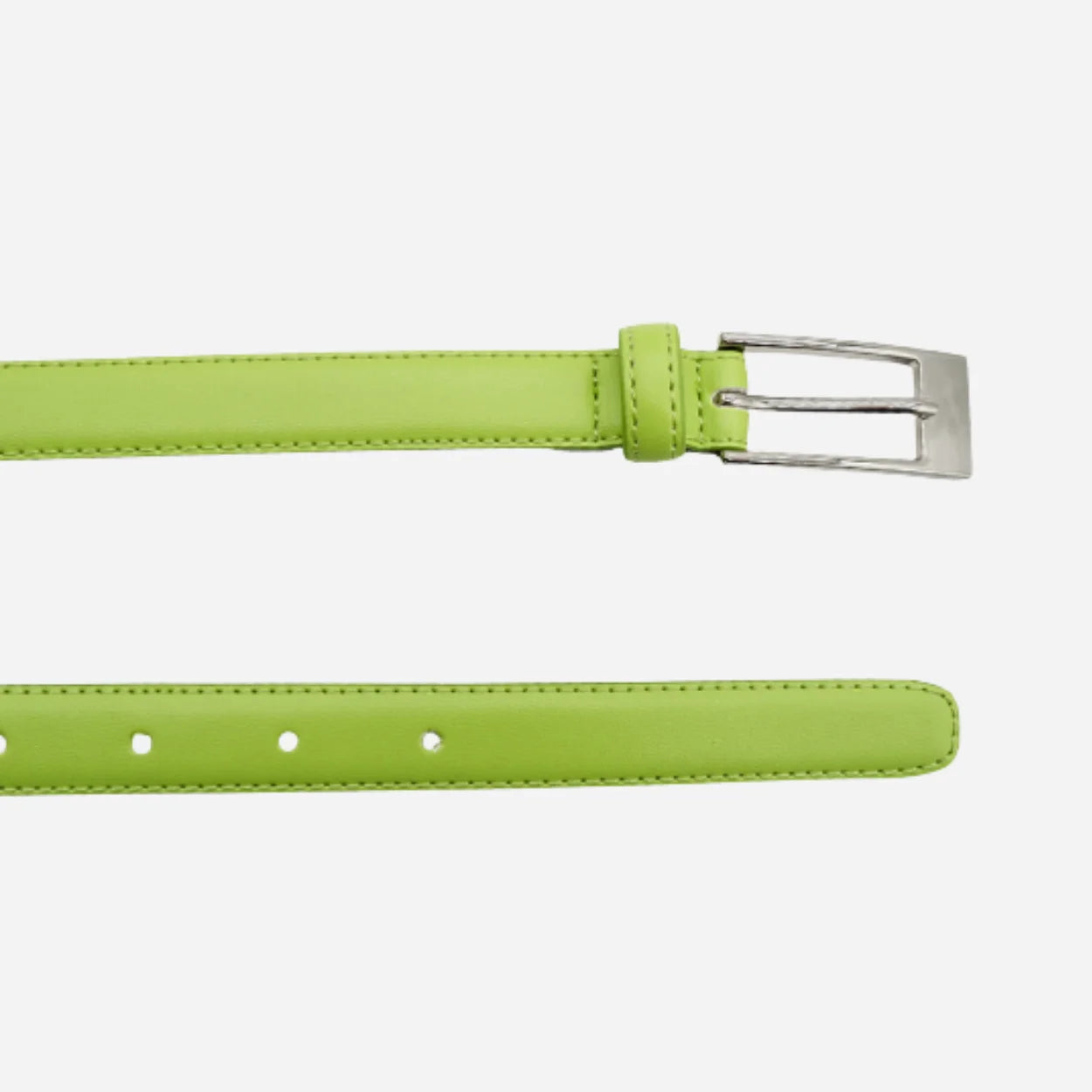 DEANEEN - Womens Lime Leather Skinny Belt with Silver Buckle - BeltNBags