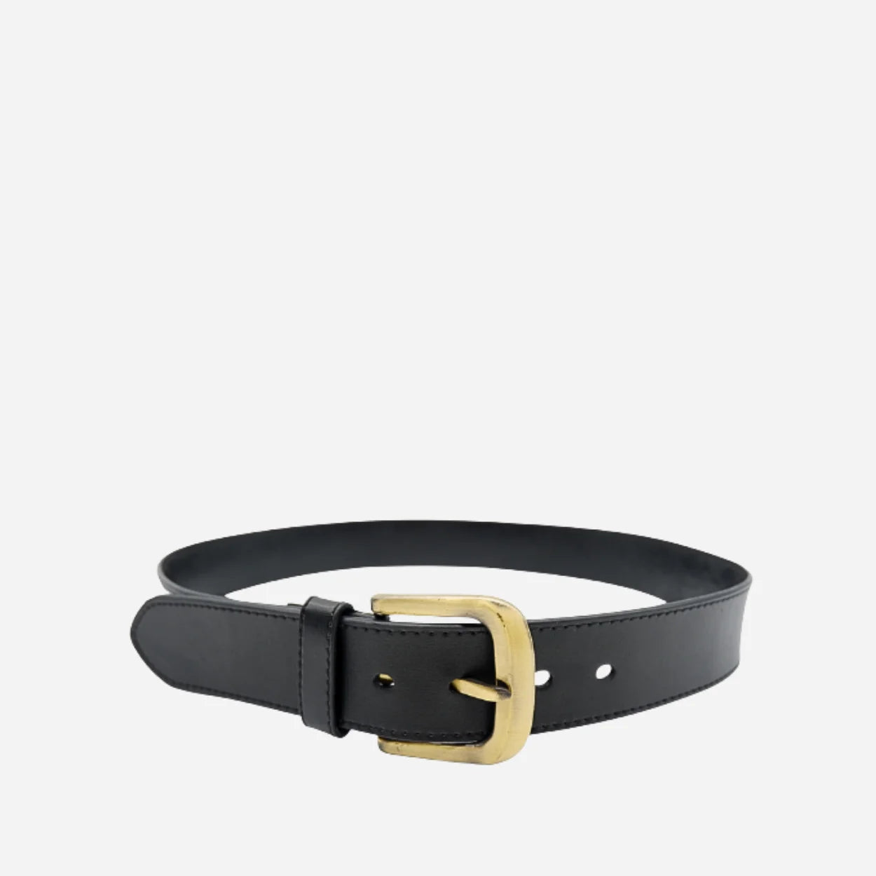 Dubbo Men's Black Leather Belt | Antique Gold Buckle | BeltNBags
