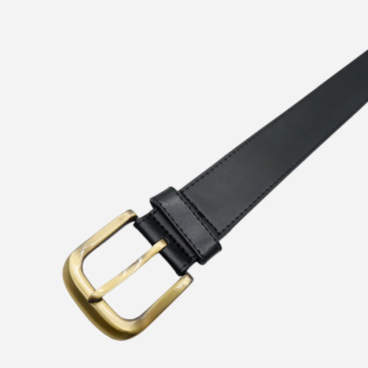 Dubbo Men's Black Leather Belt | Antique Gold Buckle