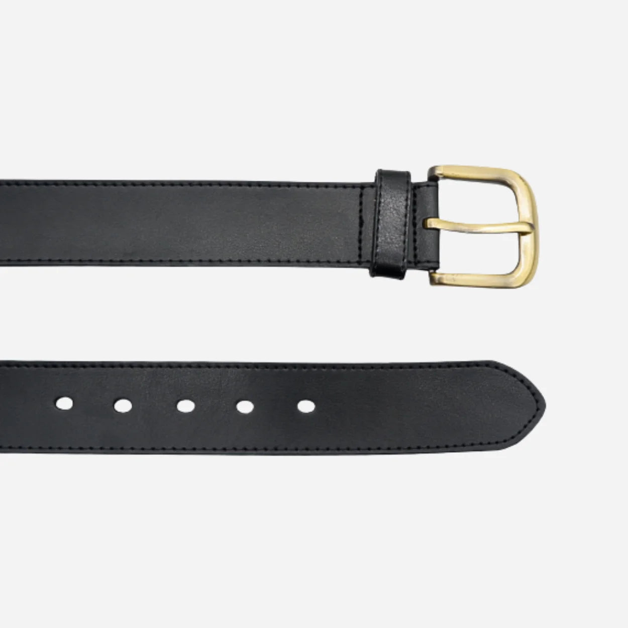 Dubbo Men's Black Leather Belt | Antique Gold Buckle