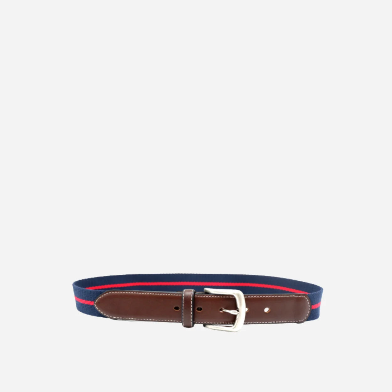 DUKE - Canvas Men's Navy Red Stripe Leather Belt