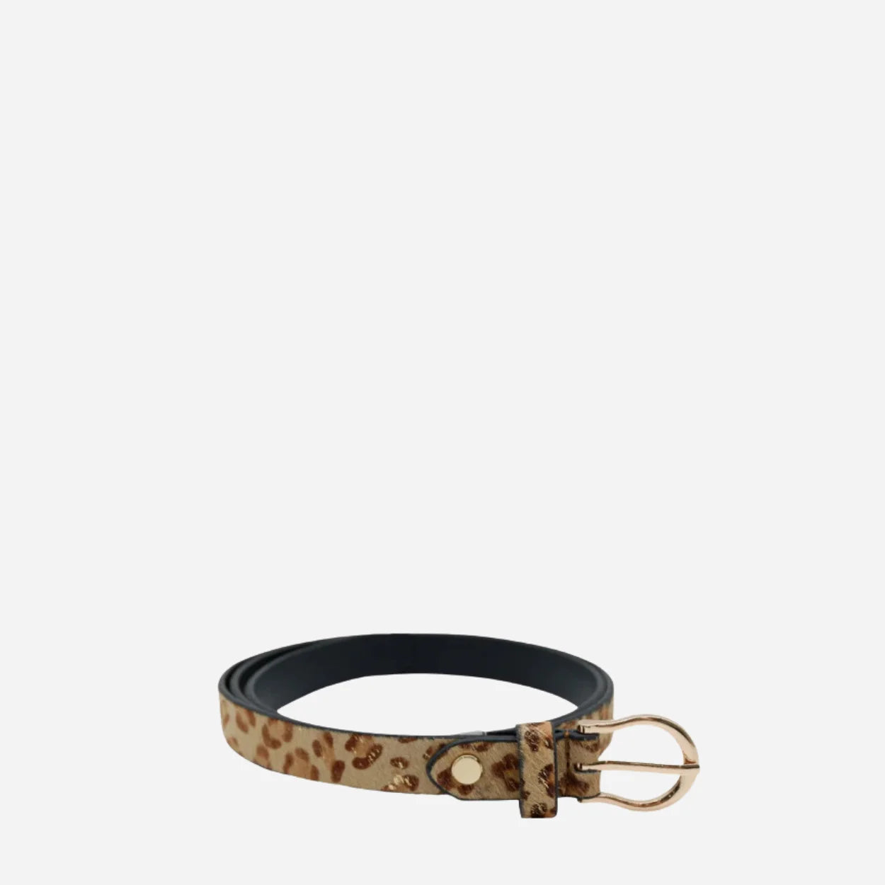 FELICIA - Women's Gold Leopard Print Genuine Leather Belt