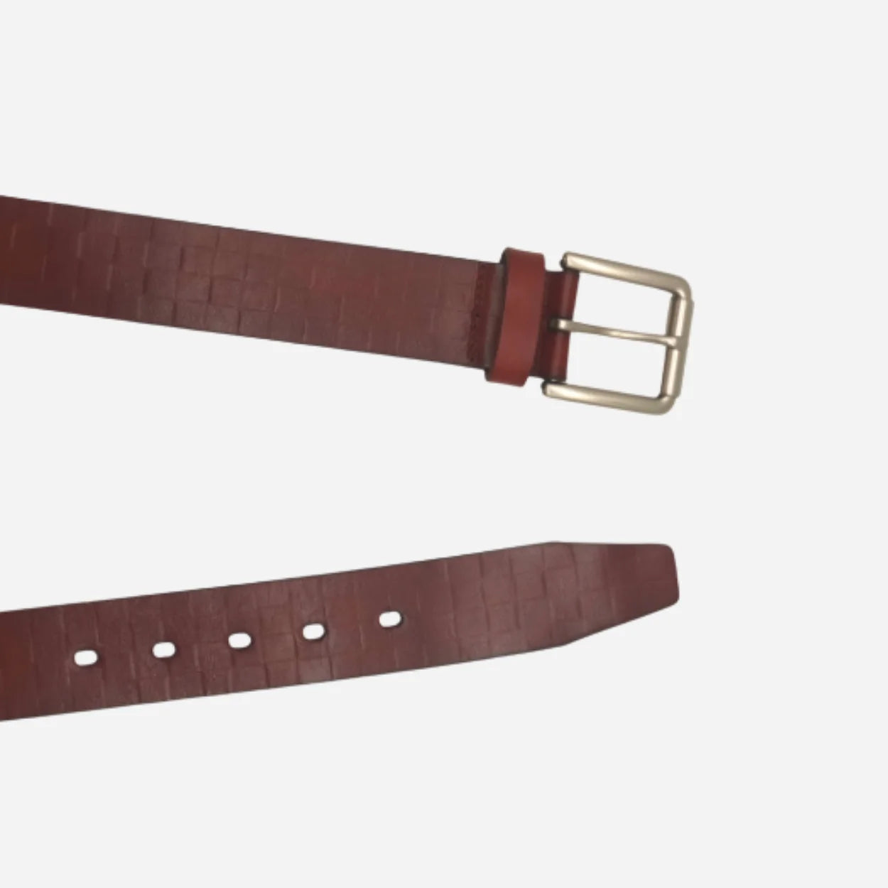 HARRISON -  Men's Dark Brown Tan Genuine Leather Embossed Checkerboard Belt