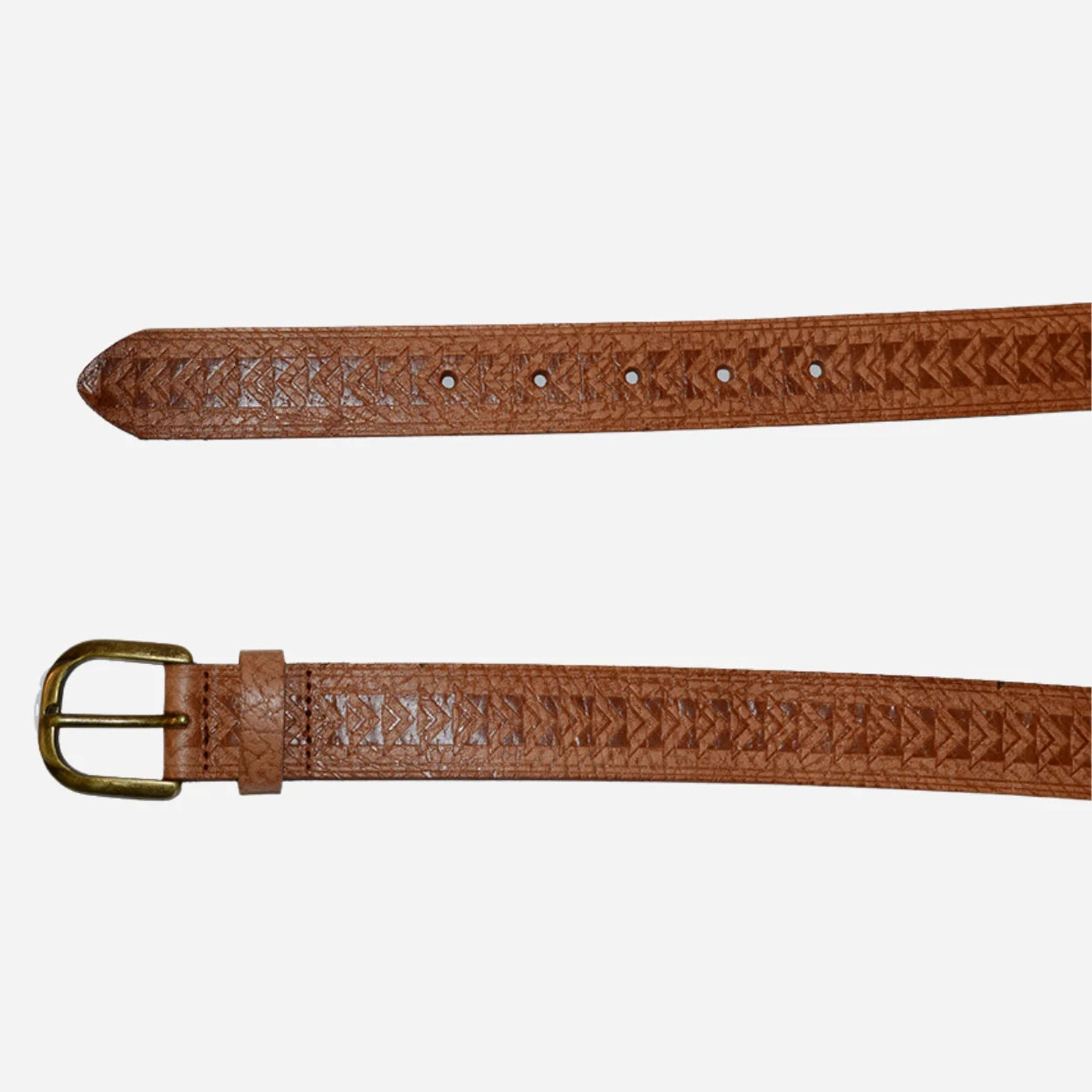 PALUMIA - Women's Plus Size Embossed Tan Genuine Leather Belt