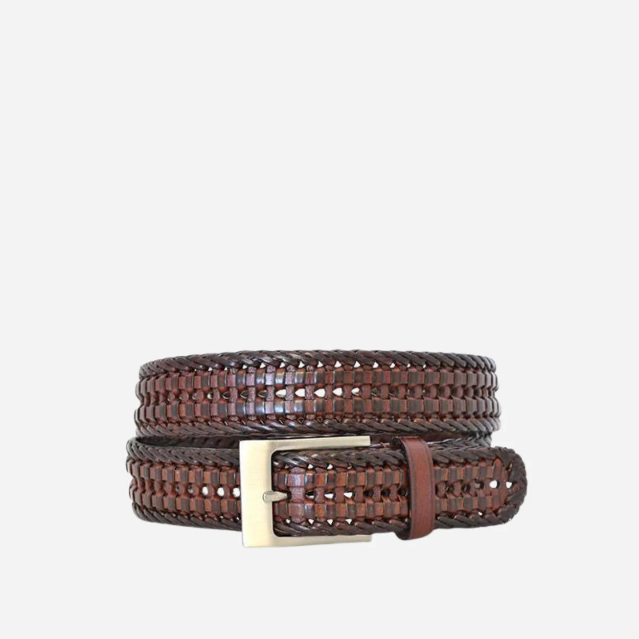 JAX - Mens Brown Bonded Leather Woven Belt - BeltNBags