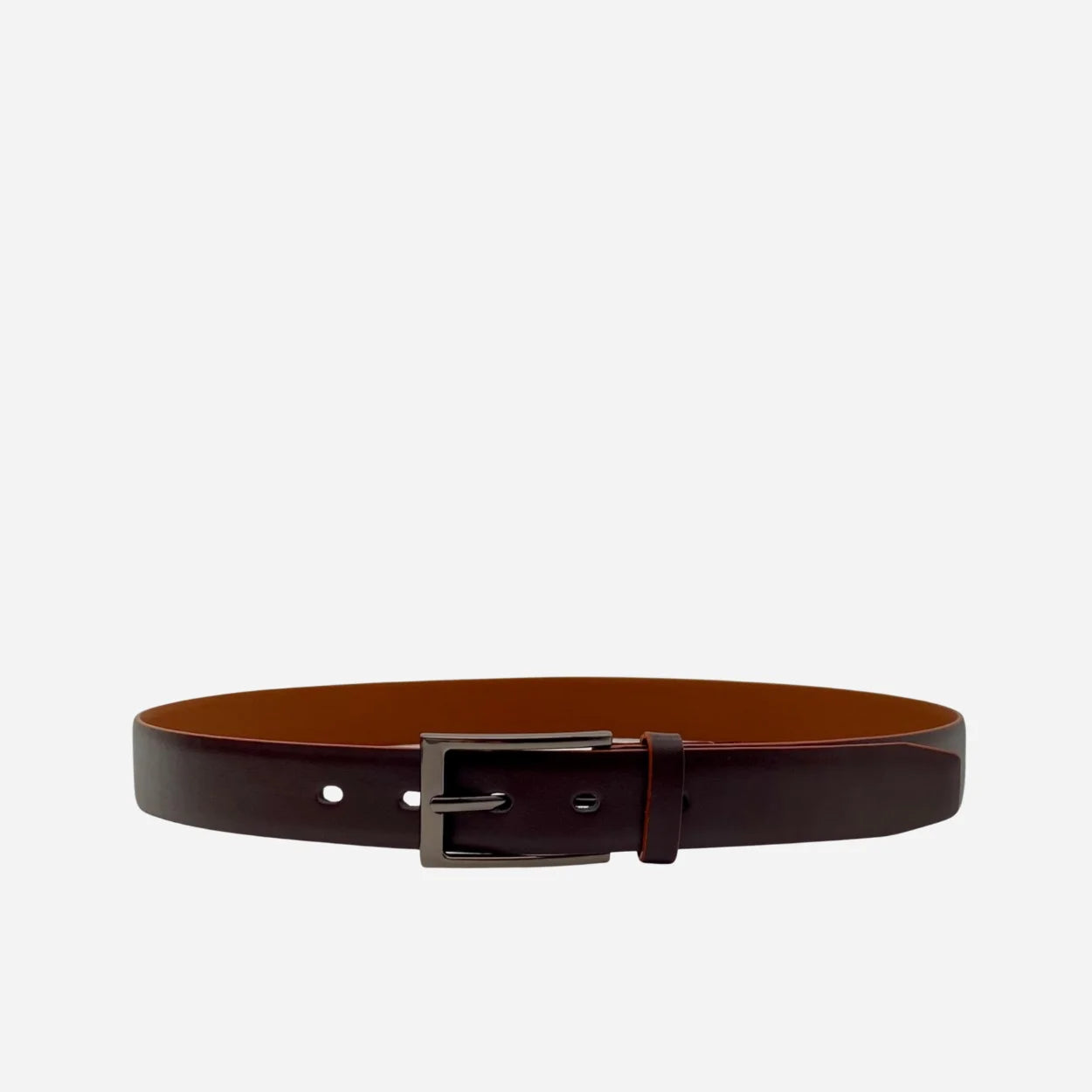 JOE - Men's Dark Brown Genuine Leather Belt with Gunmetal Pin Buckle