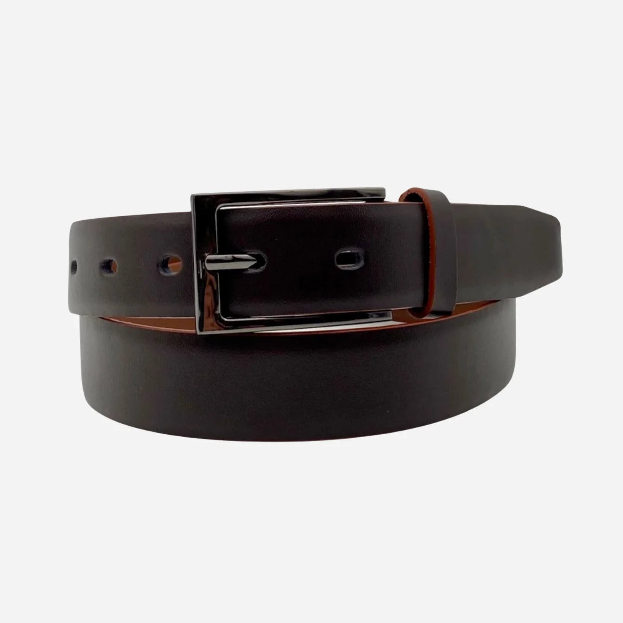JOE - Men's Dark Brown Genuine Leather Belt with Gunmetal Pin Buckle