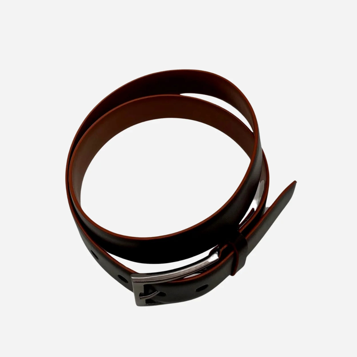 JOE - Men's Dark Brown Genuine Leather Belt with Gunmetal Pin Buckle