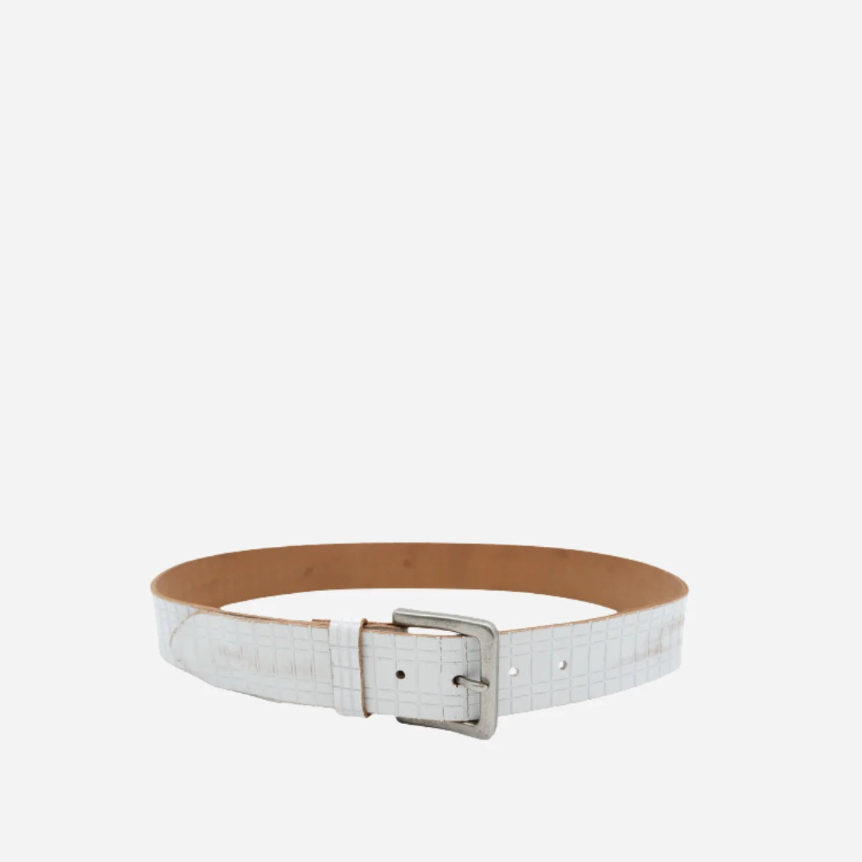 KHALID - Mens Off-White Leather Belt - BeltNBags