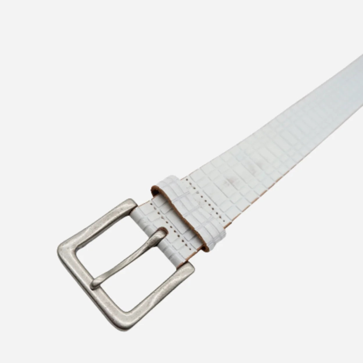 KHALID - Mens Off-White Leather Belt - BeltNBags