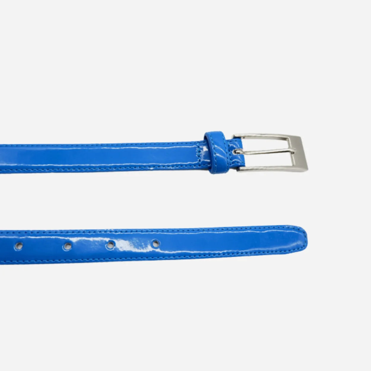 LACEY - Women's Glossy Blue Genuine Leather Patent Belt - BeltNBags