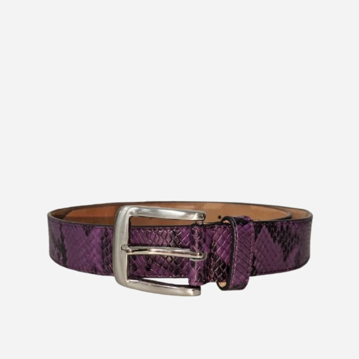 LAVENDER BAY - Women's Snake Print Purple Leather Belt