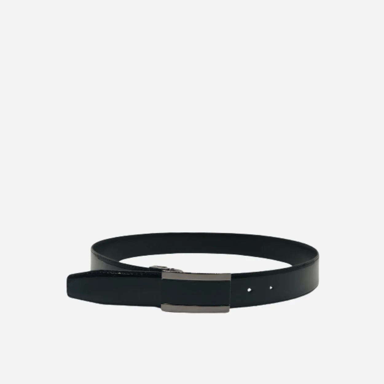PATRICK - Men's Black Patent Genuine Leather Belt with Shield Buckle