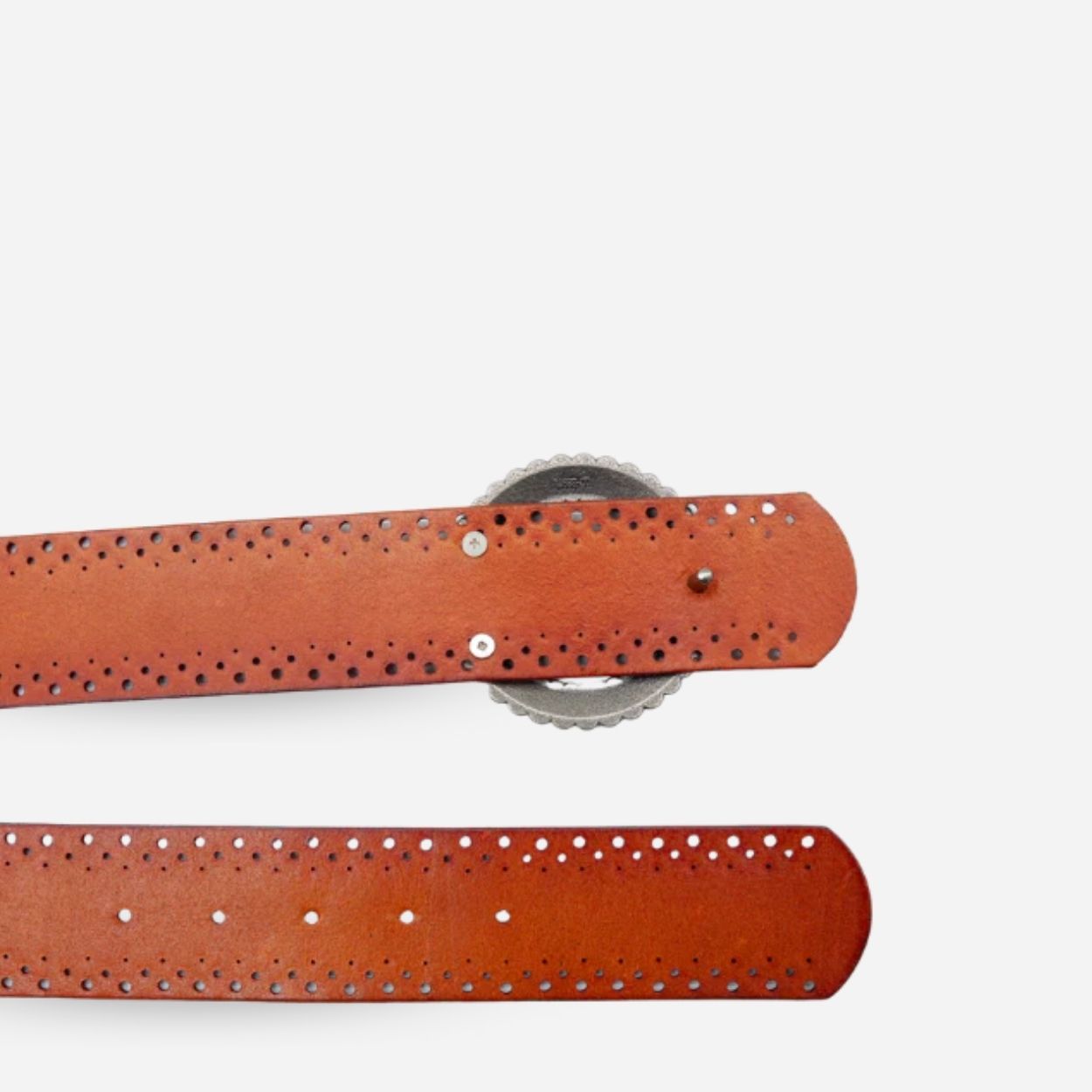 LILYDALE - Women's Tan Genuine Leather Belt with Round Silver buckle
