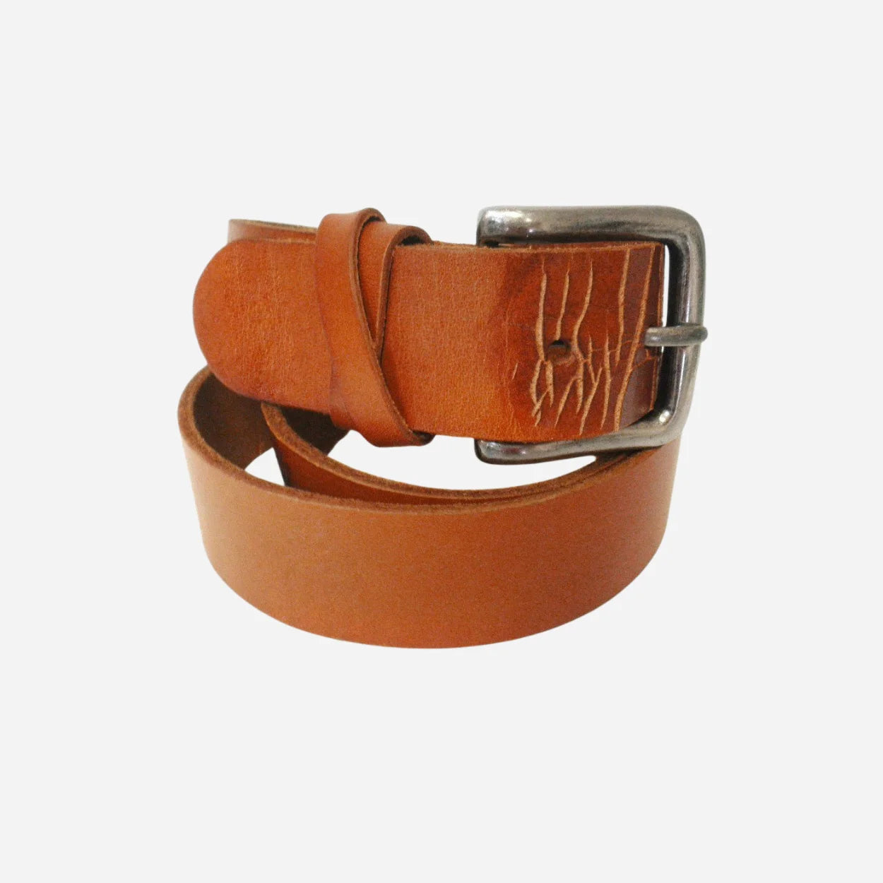 LLOYD - Mens Light Brown Leather Crackle Detail Belt with Silver Buckle - BeltNBags