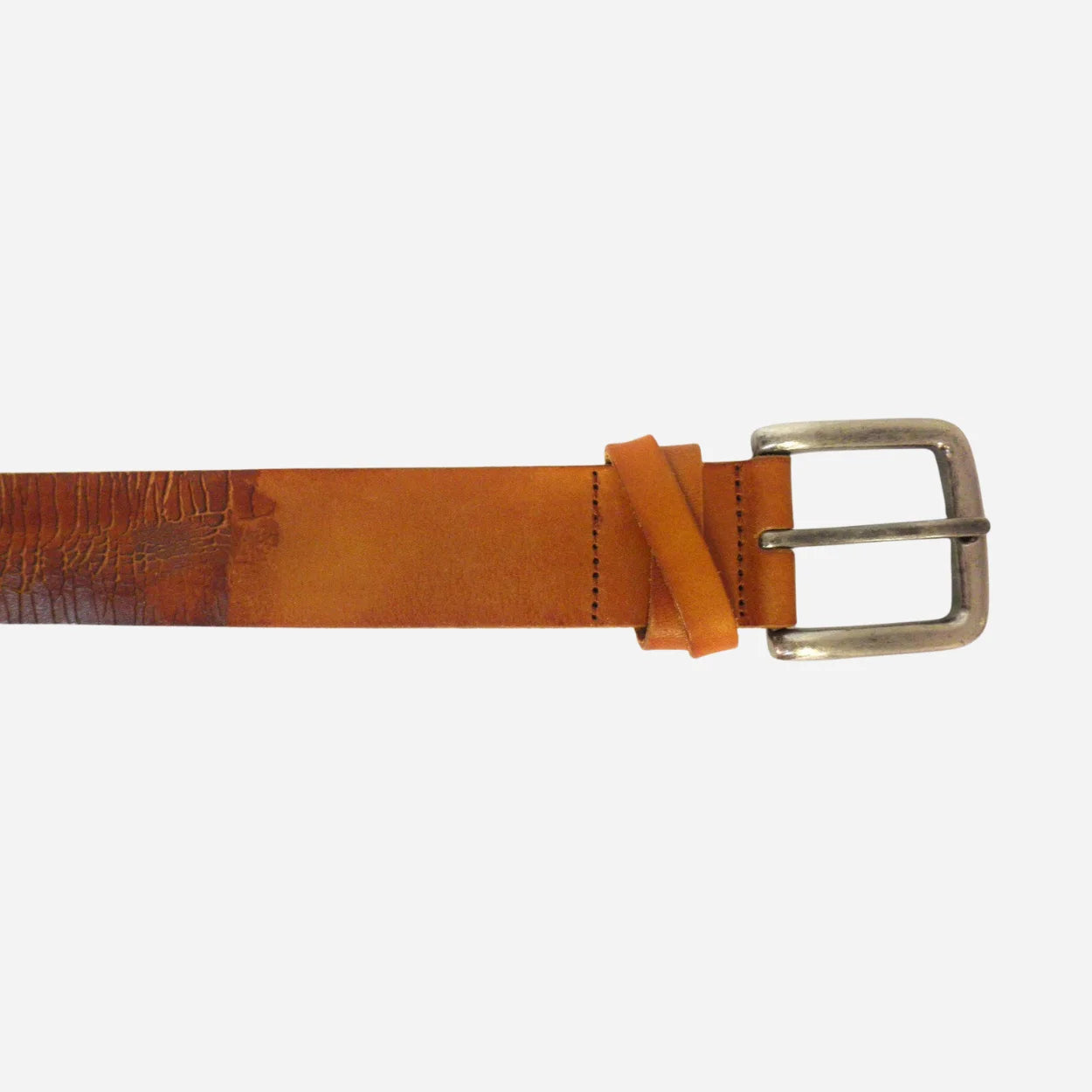 LLOYD - Mens Light Brown Leather Crackle Detail Belt with Silver Buckle - BeltNBags