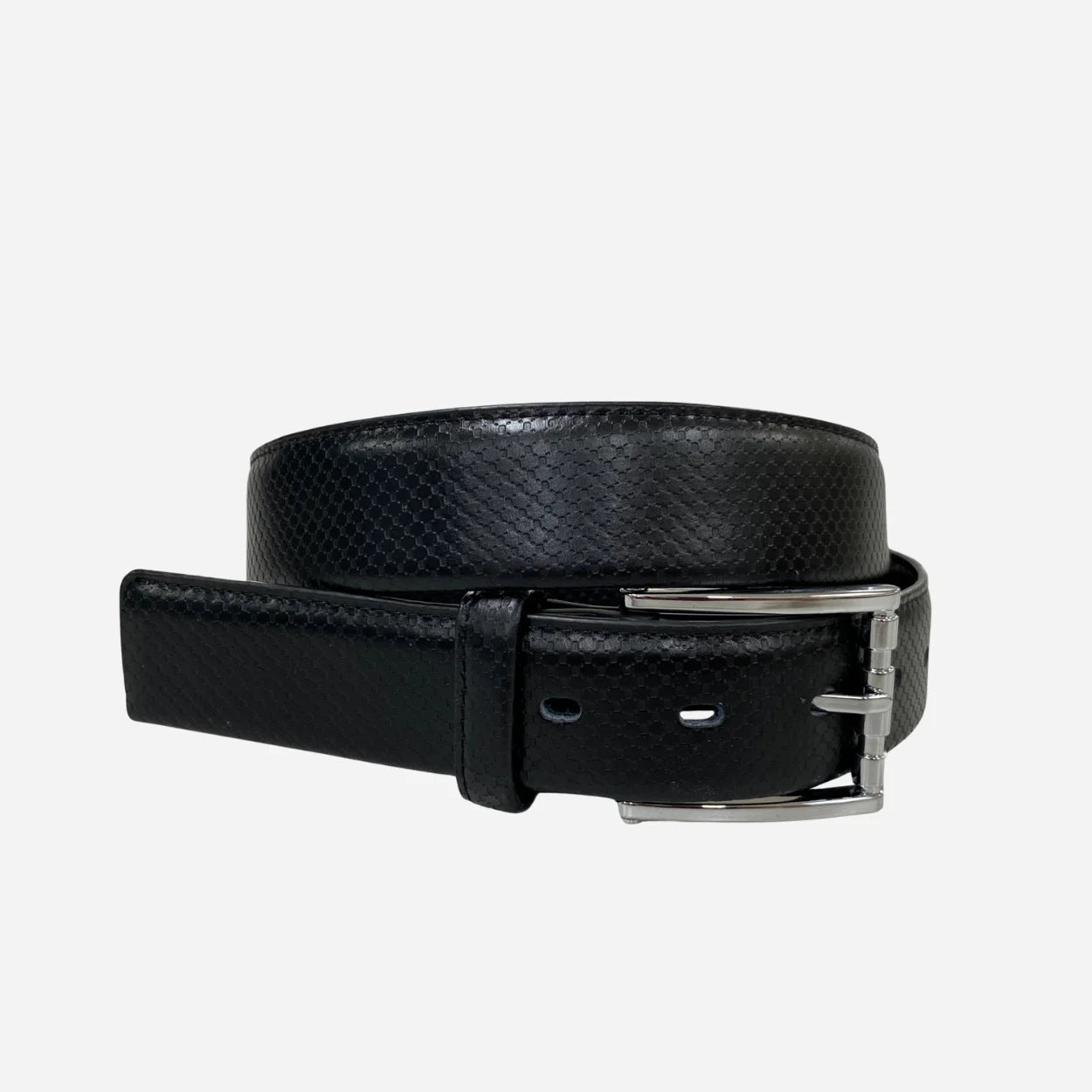 MARLON - Mens Black Snake Texture Leather Belt