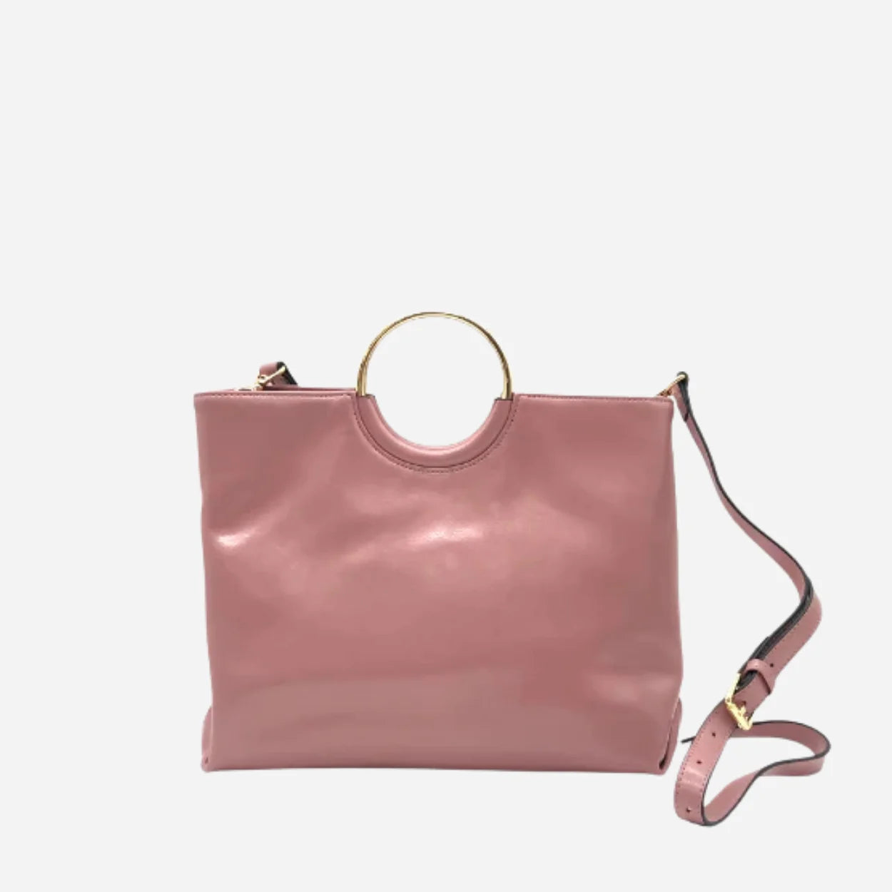MILLFIELD - Pink Structured Leather Gold Ring Handle Bag