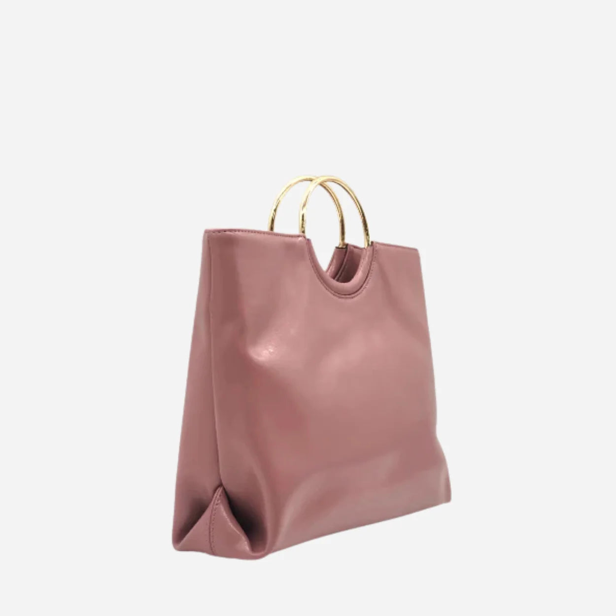 MILLFIELD - Pink Structured Leather Gold Ring Handle Bag