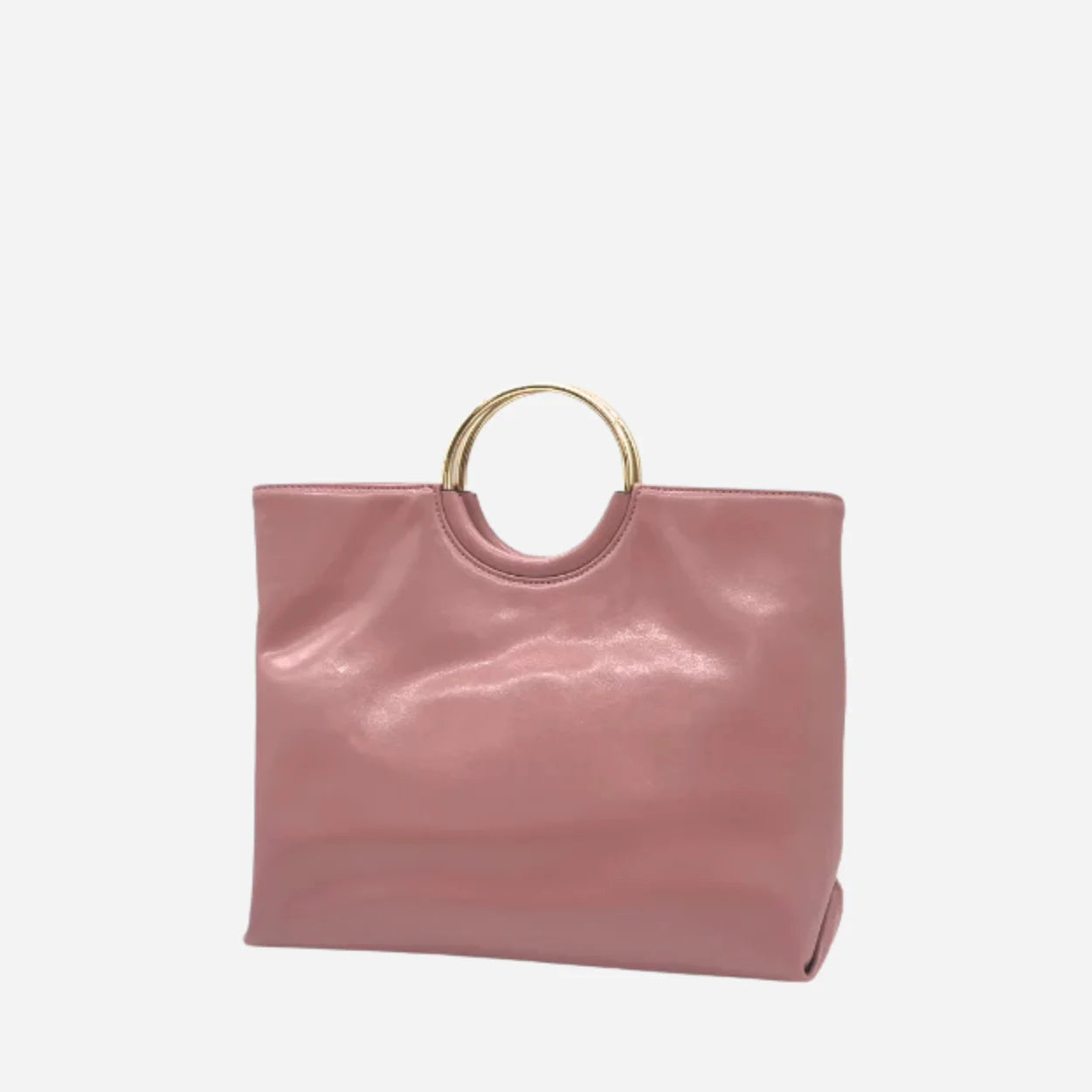 MILLFIELD - Pink Structured Leather Gold Ring Handle Bag