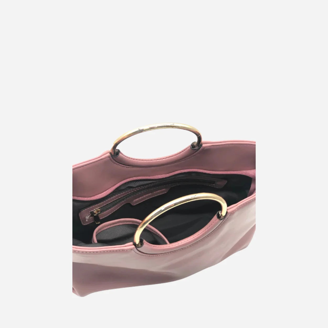 MILLFIELD - Pink Structured Leather Gold Ring Handle Bag