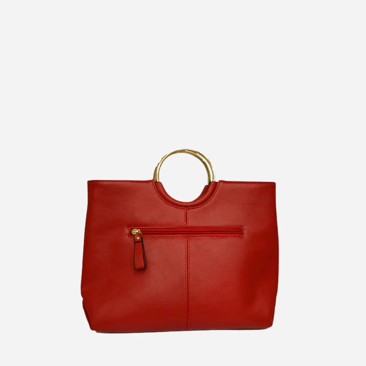 MILLFIELD - Women's Red Leather Ring Handle Tote Shoulder Crossbody Bag