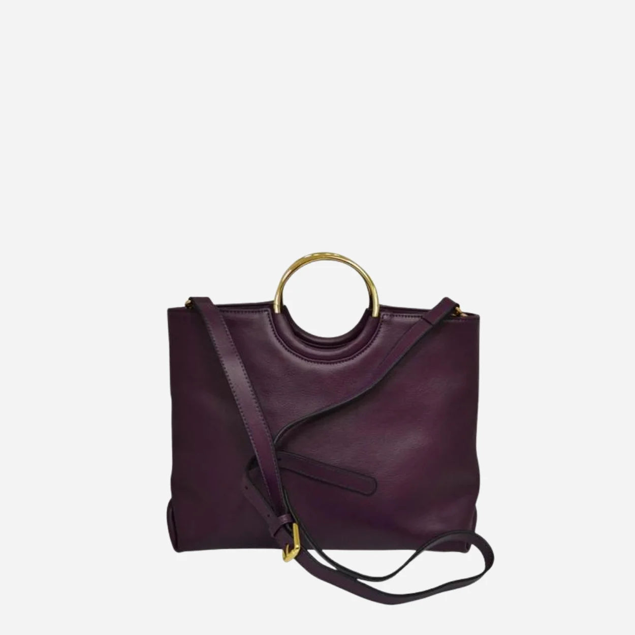 MILLFIELD - Womens Purple Leather Ring Handle Tote Shoulder Crossbody Bag