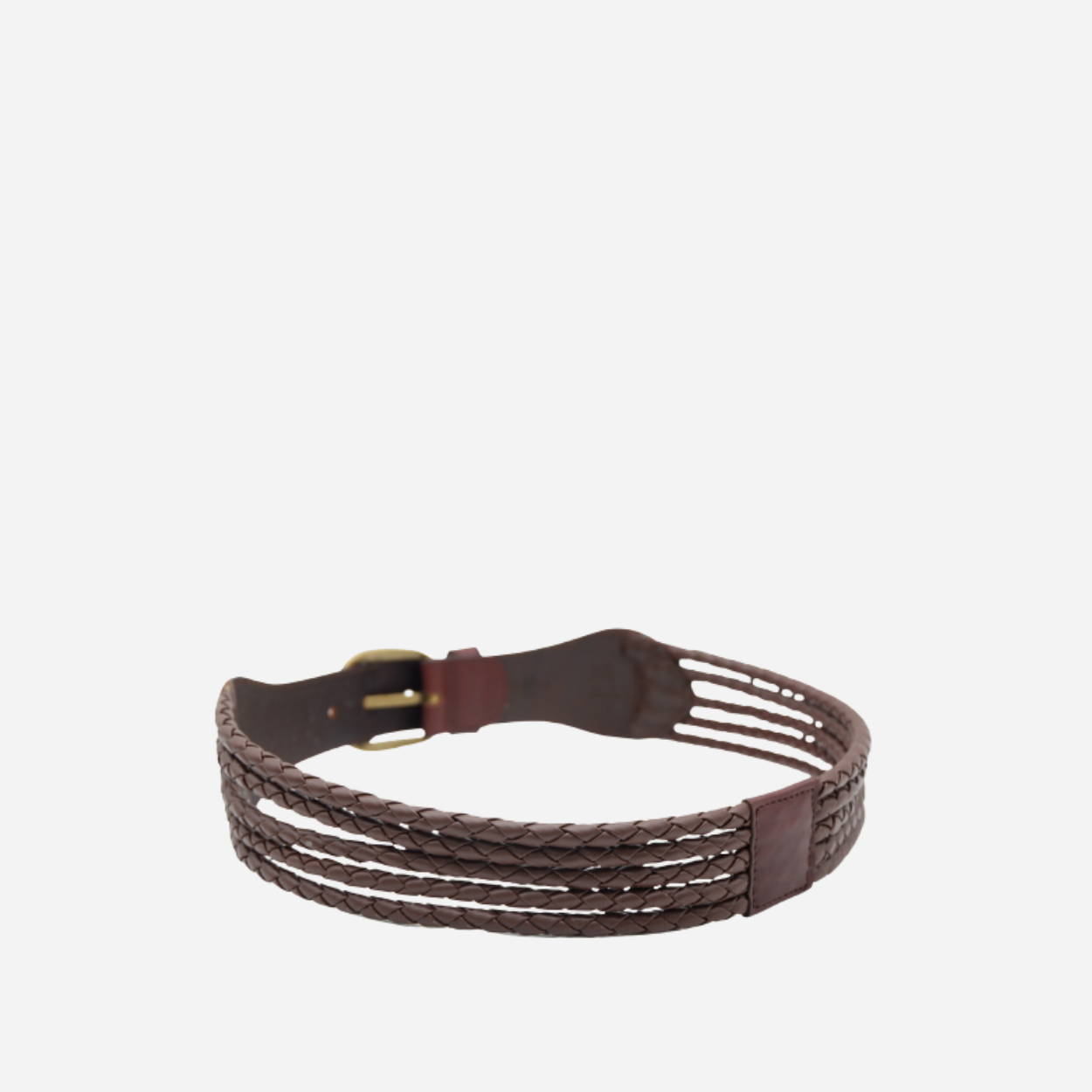 MISCHA - Women's Dark Brown Plaited Genuine Leather Belt - BeltNBags