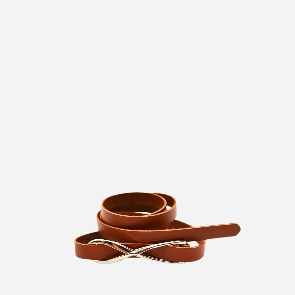 MARENGO - Women's Tan Genuine Leather Skinny Belt