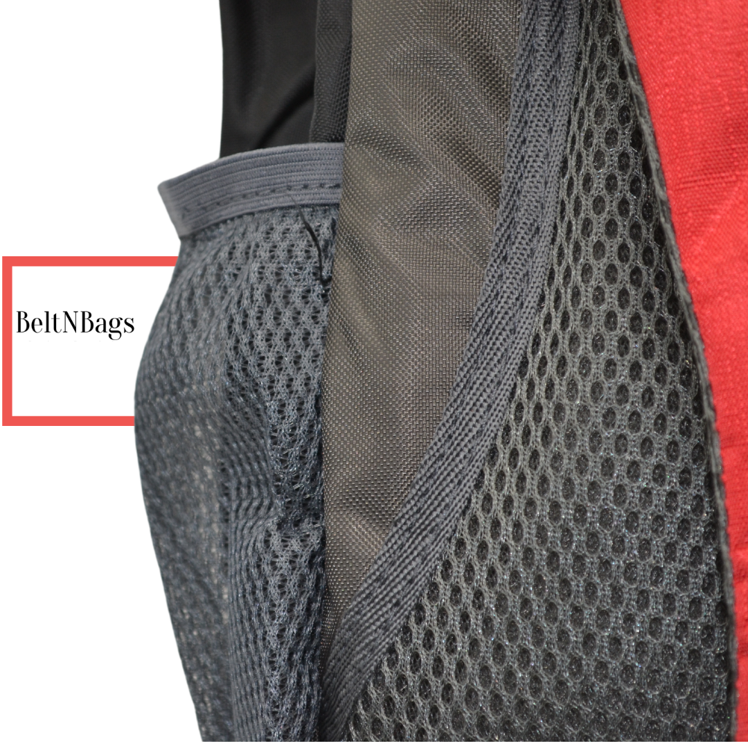Red Backpack. Top Quality side Net pocket