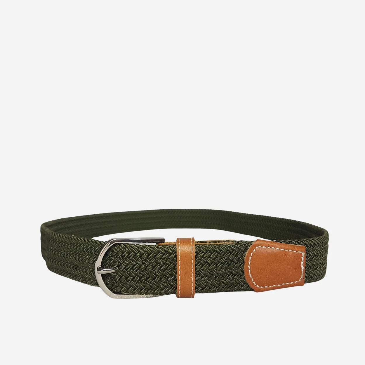 OSCAR - Mens Olive Woven Cotton Elastic Belt - BeltNBags