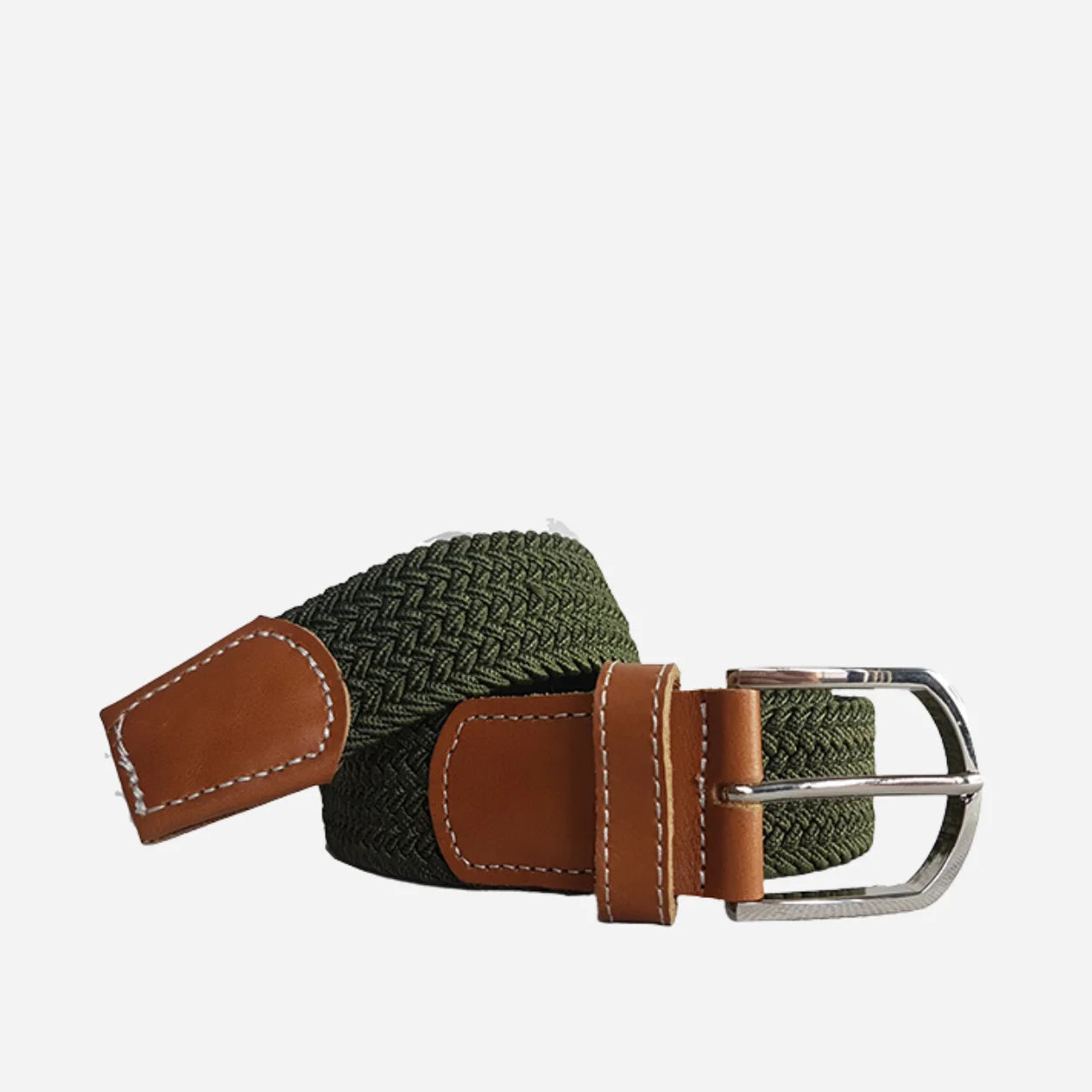 OSCAR - Mens Olive Woven Cotton Elastic Belt - BeltNBags